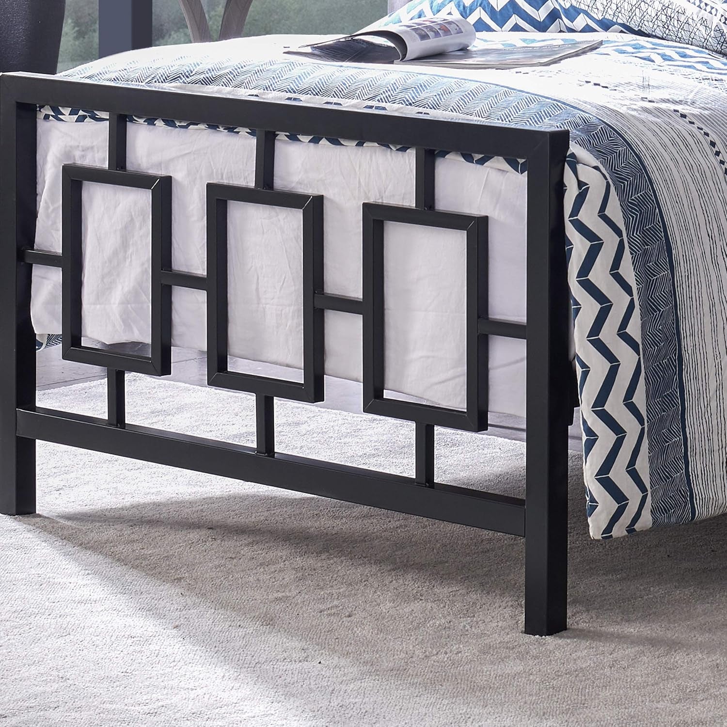 Modern Iron Twin Bed Frame, Flat Black