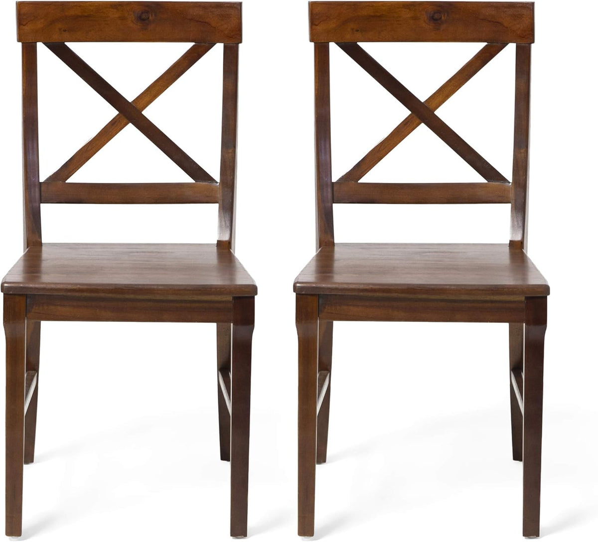 Bostwick Farmhouse Acacia Wood Dining Chair (Set of 2), 17.75 "W X 21 "D X 35 "H, Rich Mahogany