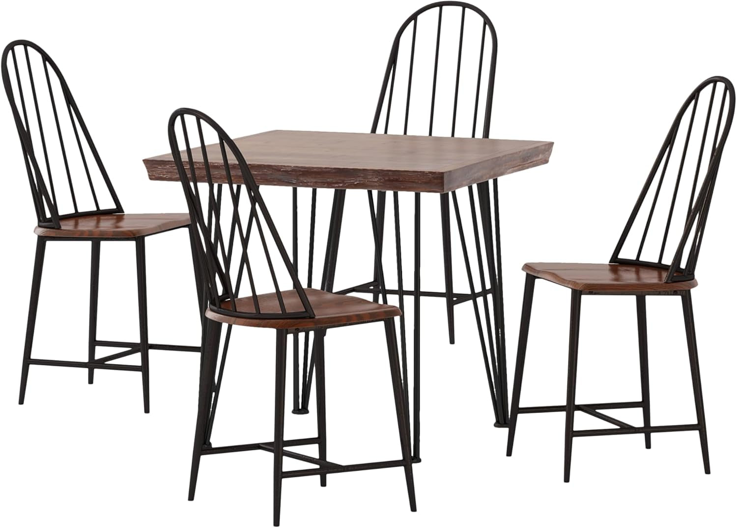 Coventry Dining Set, 18.25 "W X 19.75 "D X 38.75 "H, Dark Brown + Natural Brown + Black + Black and Espresso