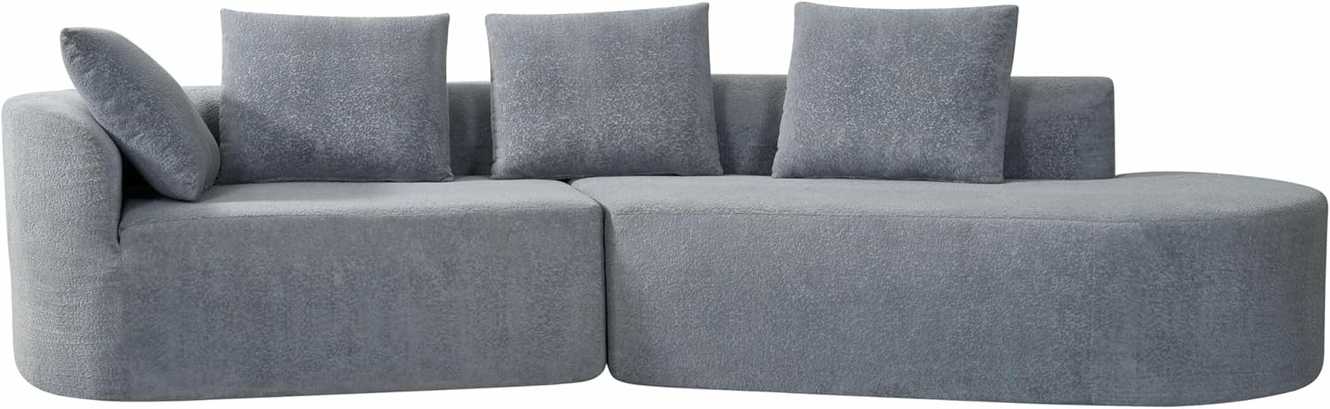 Randa Upholstered 5-Seater Sofa for Living Room, Modern Fabric Oversized Chair Cloud Couch, Fully Assembled Long Sofa Chaise Lounge, Light Gray