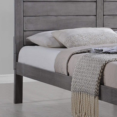 Rustic Wooden Queen Platform Bed, Rustic Gray