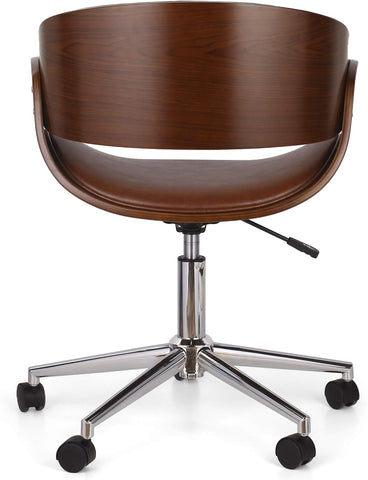 Brinson ARMLESS Office Chair, Cognac Brown + Chrome + Walnut