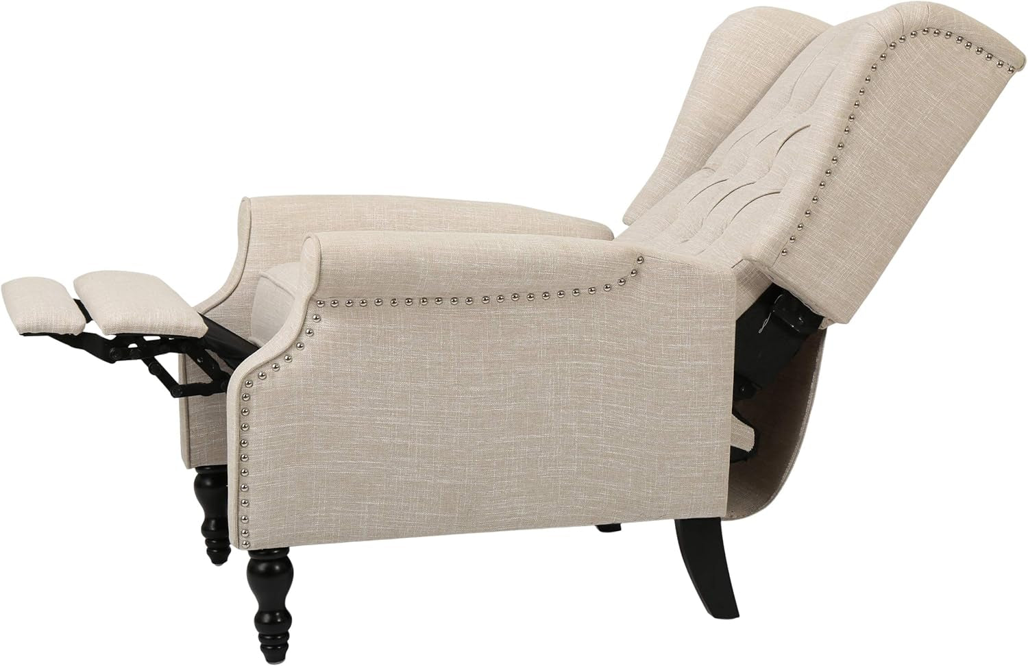 Earlean Fabric Recliner (Set of 2), Beige, Dark Brown