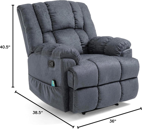 Coosa Massage Recliner, Charcoal + Black