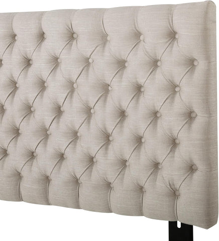 Contemporary Upholstered King/Cal King Tufted Headboard, Sand Fabric