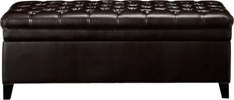 Juliana PU Storage Ottoman, Brown