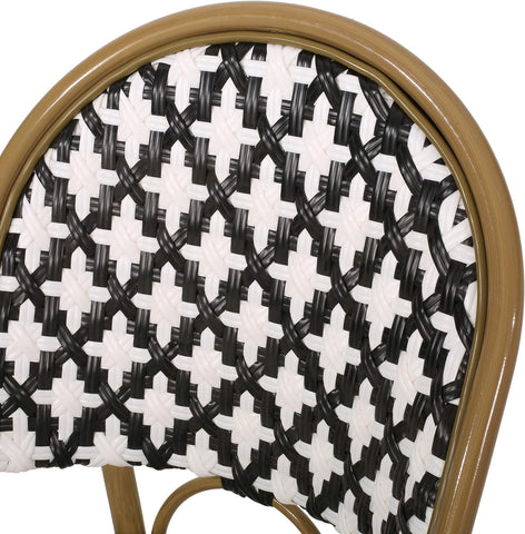 Anastasia Outdoor French Bistro Chair (Set of 2), Black + White + Bamboo Print Finish
