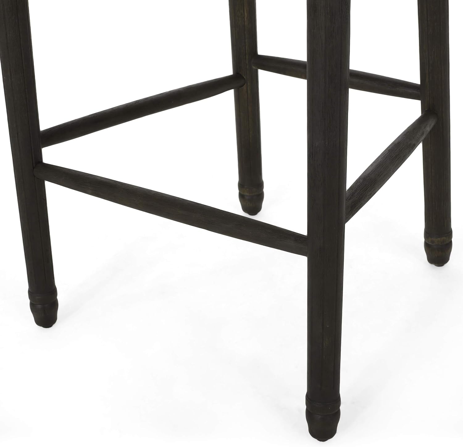 Cheney French Country Wooden Barstools with Upholstered Seating (Set of 2), Charcoal and Dark Brown