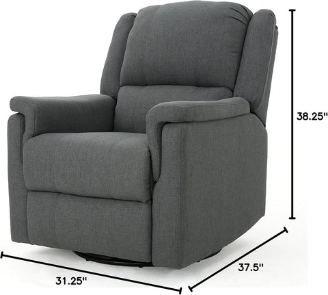 Jemma Tufted Fabric Swivel Gliding Recliner Chair (Charcoal)