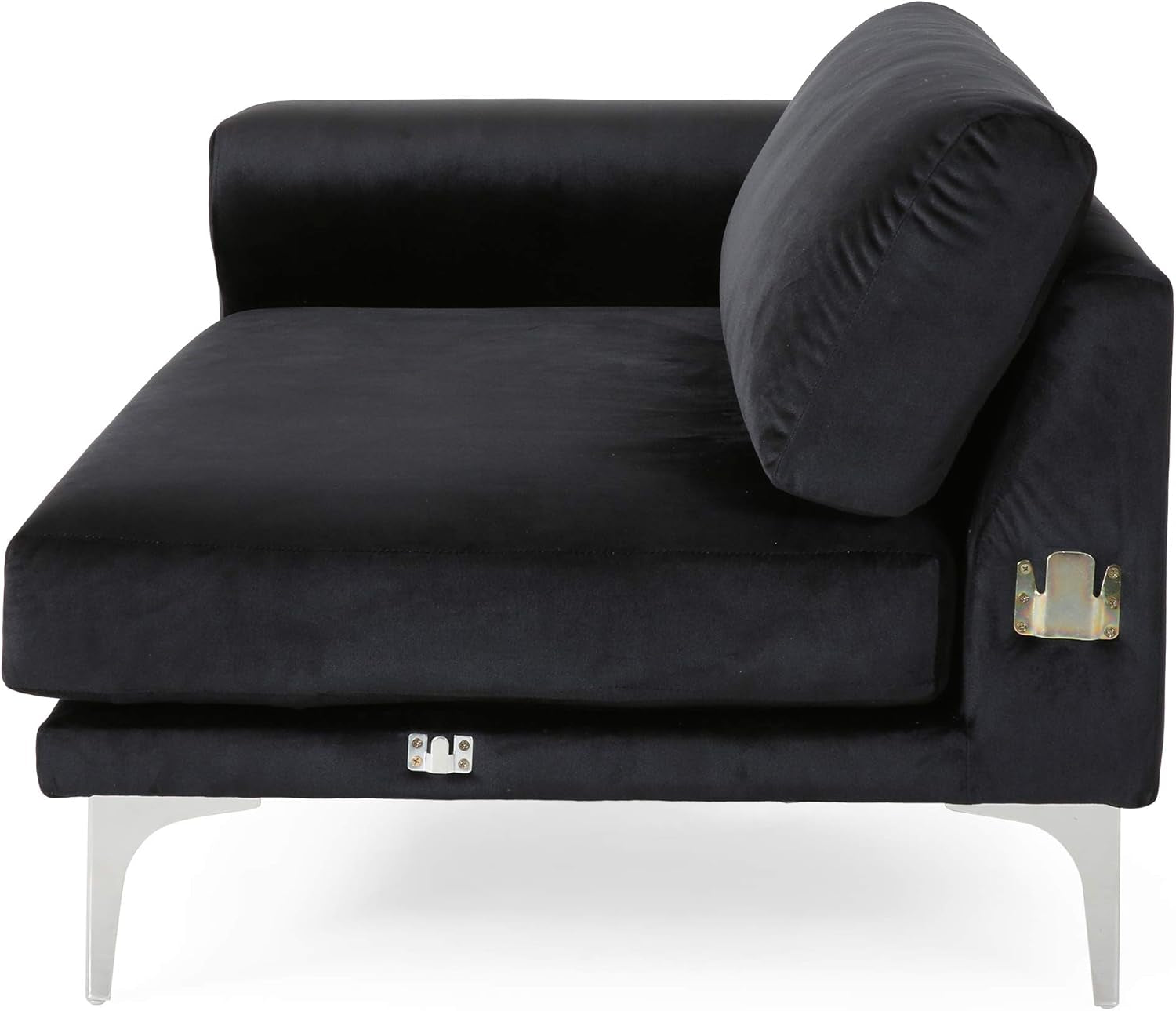 Victoria Modern Glam 4 Seater Velvet Sofa, Black, Silver