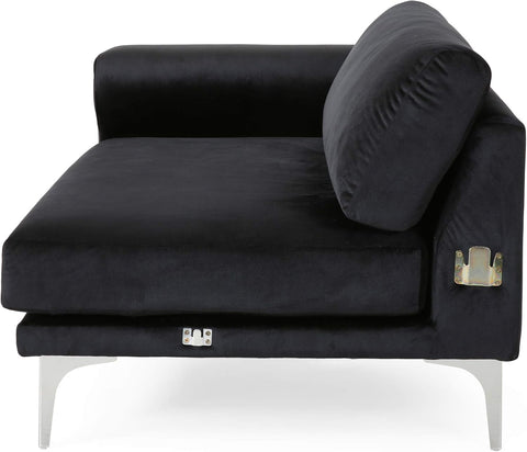 Victoria Modern Glam 4 Seater Velvet Sofa, Black, Silver