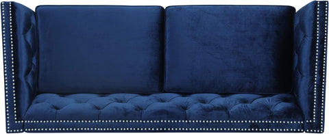 Sunny Velvet 3 Seater Sofa, Midnight Blue, Dark Brown