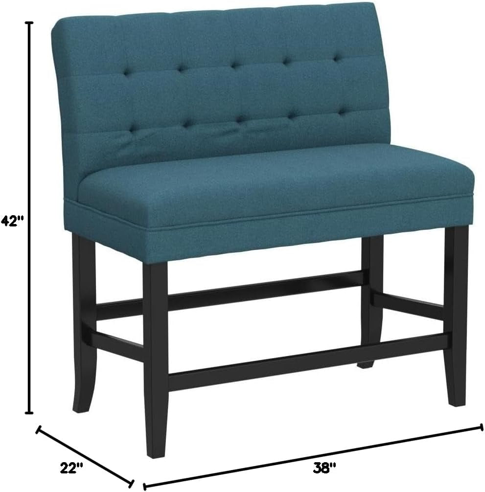 Kenan Fabric Barstool Bench, Dark Teal