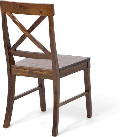 Bostwick Farmhouse Acacia Wood Dining Chair (Set of 2), 17.75 "W X 21 "D X 35 "H, Rich Mahogany