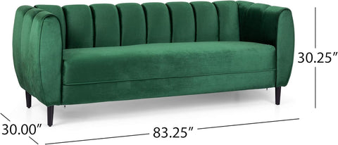 Miranda Velvet 3 Seater Sofa, Emerald, Dark Brown