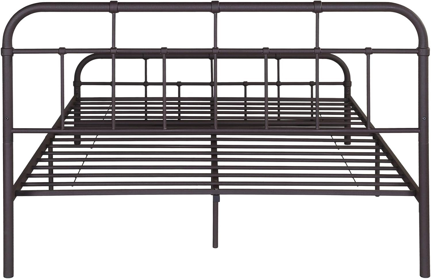 Sylvia Queen-Size Iron Bed Frame, Minimal, Industrial, Hammered Copper