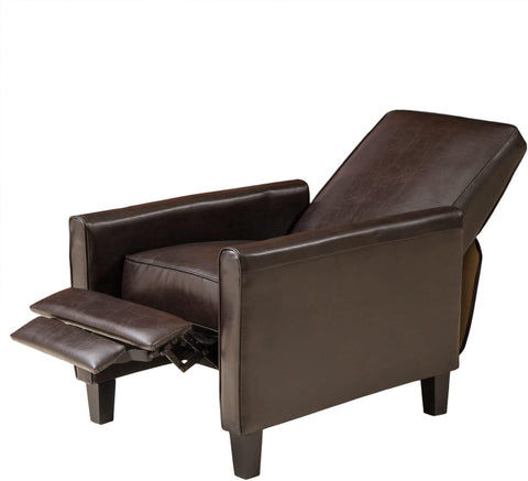 Marshal Contemporary Bonded Leather Recliner (Set of 2), Brown and Dark Brown