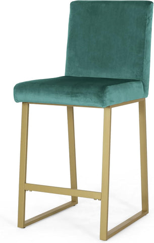 Great Deal Furniture 306435 Lexi Modern Velvet Barstools, Turquoise and Brass (Set of 2)