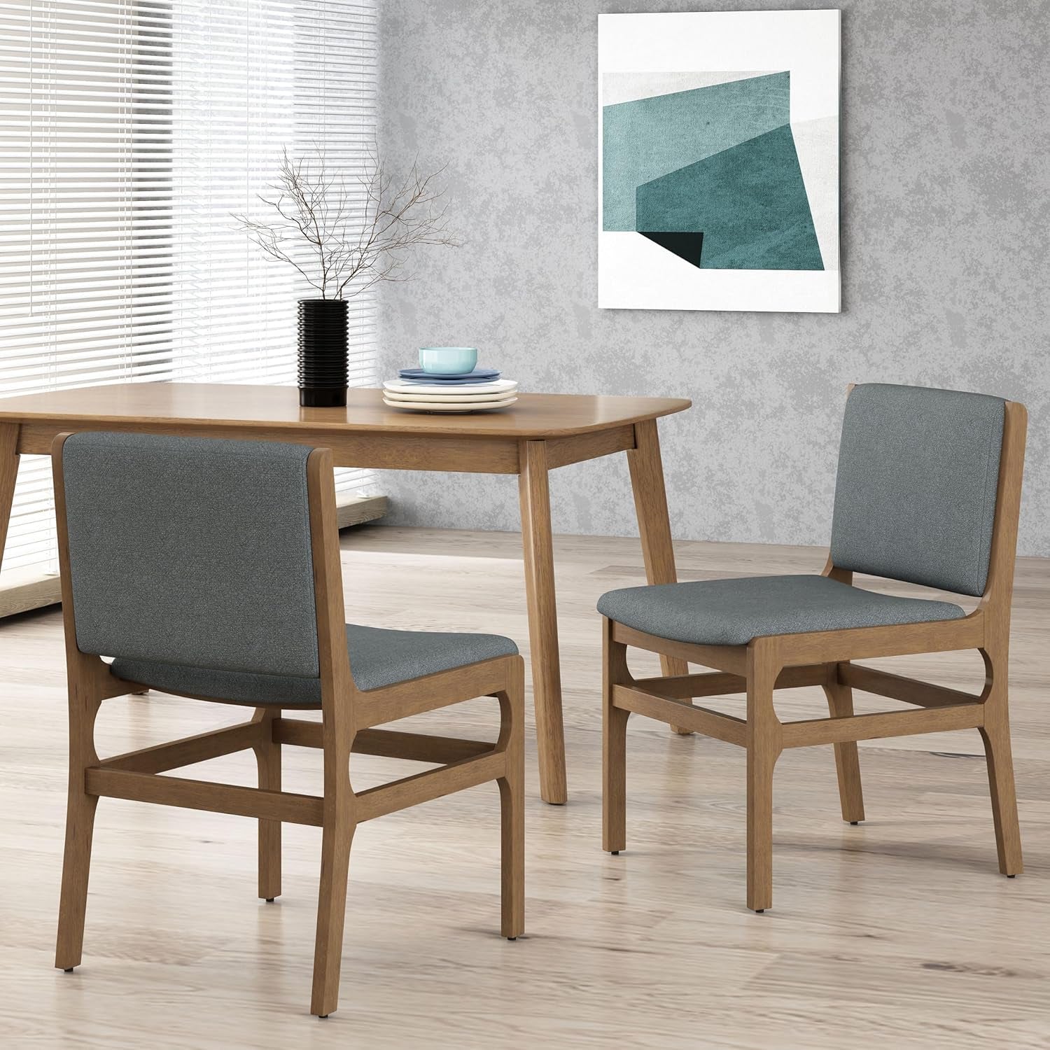 Coston Dining Chair, 19.75 "W X 23.25 "D X 33.0 "H, Dark Gray + Walnut