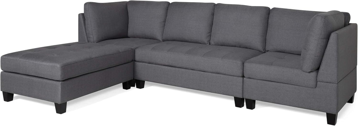 Halye Sectional, Dark Gray, Dark Brown