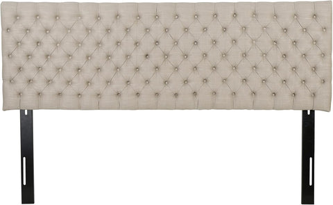 Contemporary Upholstered King/Cal King Tufted Headboard, Sand Fabric