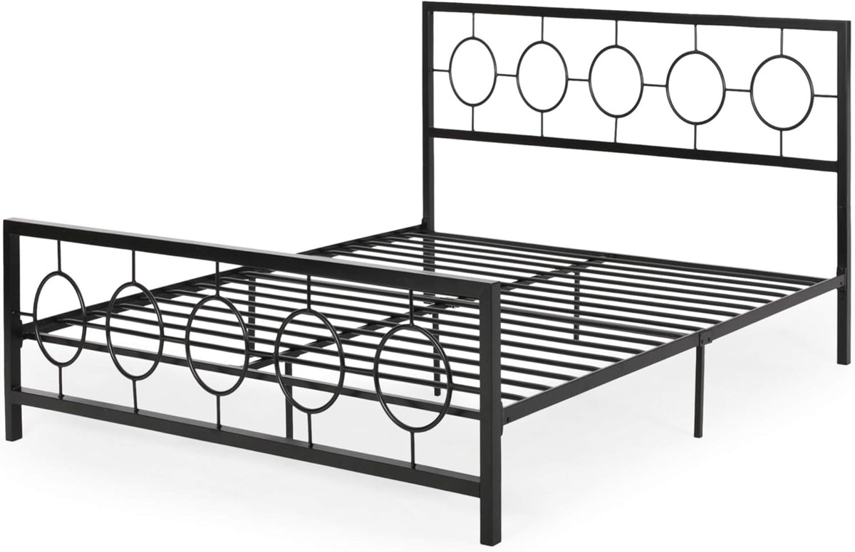 Modern Iron King Bed Frame, Flat Black