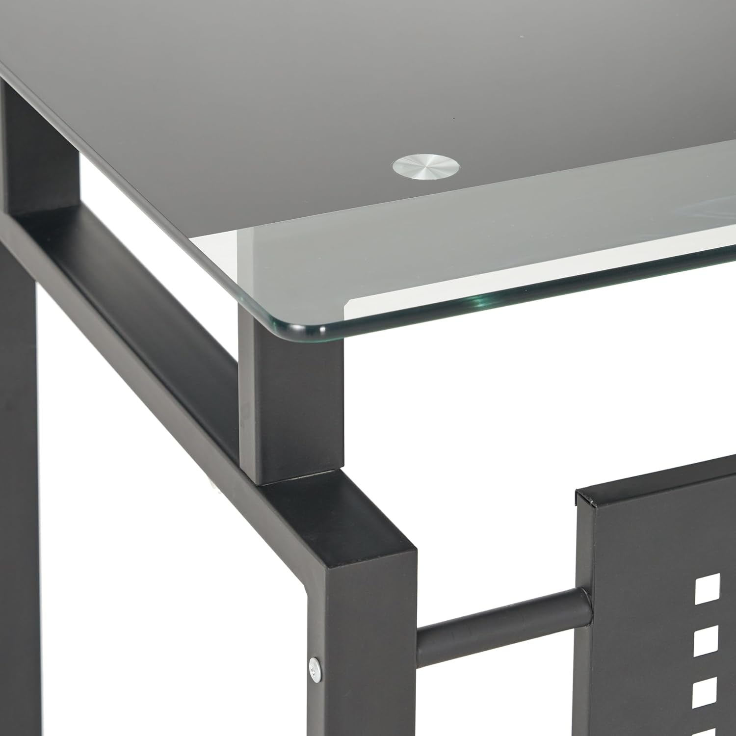 Fiske Glass Office Computer Desk, Black