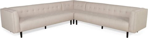 Josephine Contemporary Upholstered 3 Piece Sectional Sofa Set, Beige + Dark Brown