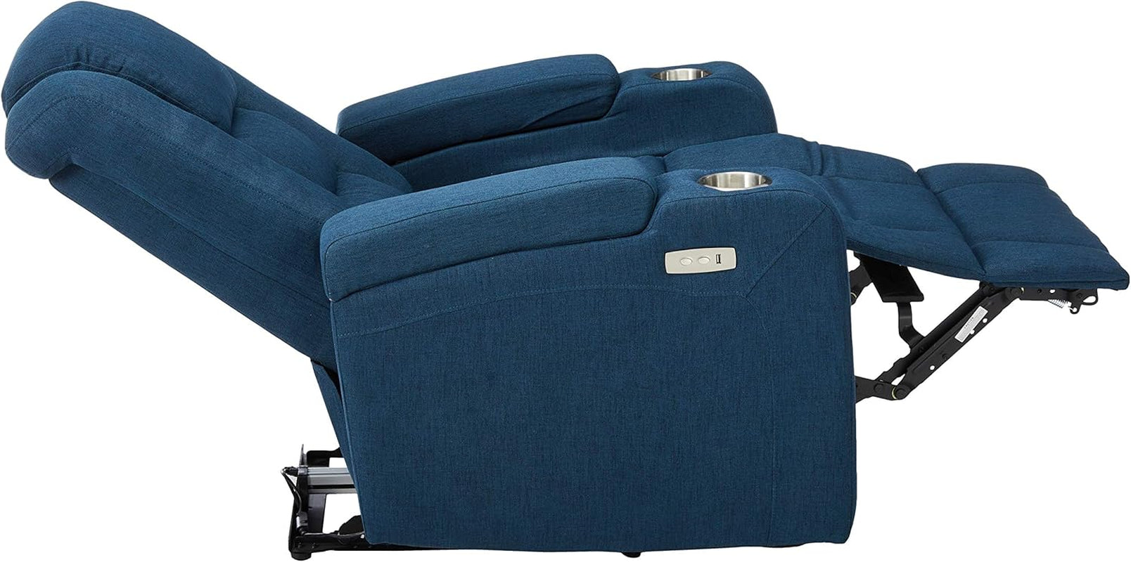 Gdfstudio Everette Power Motion Recliner with USB Charging Port&Hidden Arm Storage,Assisted Reclining Furniture for Elderly&Disabled-Durable Tufted Navy Blue Fabric