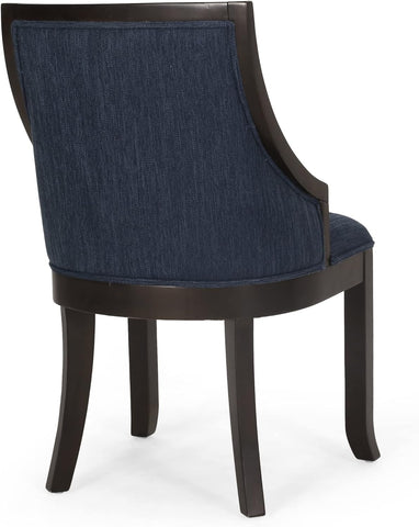 Thurber Dining Chair, Navy Blue + Walnut