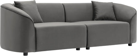 87.50" Curved Oversized 2 Seater Sofa, Upholstered Couch Chair, Soft Seating Lounge Chair, Cozy Loveseat with Armrest, Reading Sofas for Living Room, Home Rest, Grey