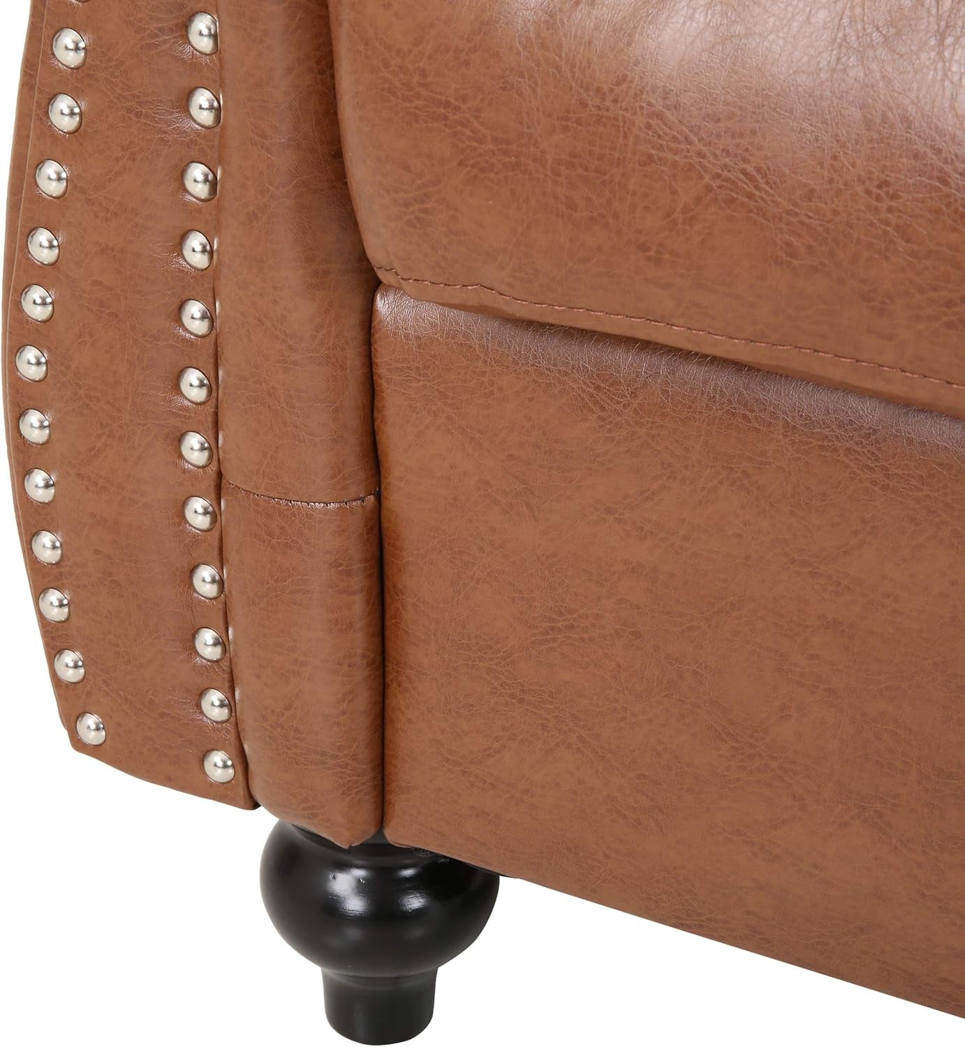 Stephanie Traditional Chesterfield 4 Piece Living Room Set, Cognac Brown, Dark Brown