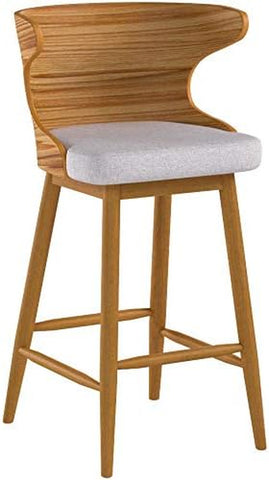 Gdfstudio  Truda Mid Century Modern Fabric Barstools Set of 2 in Light Beige