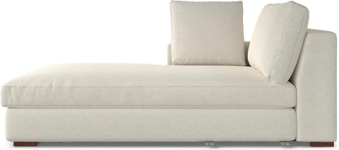 Charlie Left-Facing Sectional Sofa in 100% Recycled Polyester Tightly Woven Performance Fabric, Cream, 122-Inches Wide, Handcrafted Contemporary Style L-Shaped Couch with Chaise