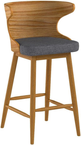 Gdfstudio  Truda Mid Century Modern Fabric Barstools Set of 2 in Charcoal