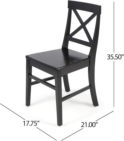 Roshan Farmhouse Acacia Wood Dining Chairs, Black