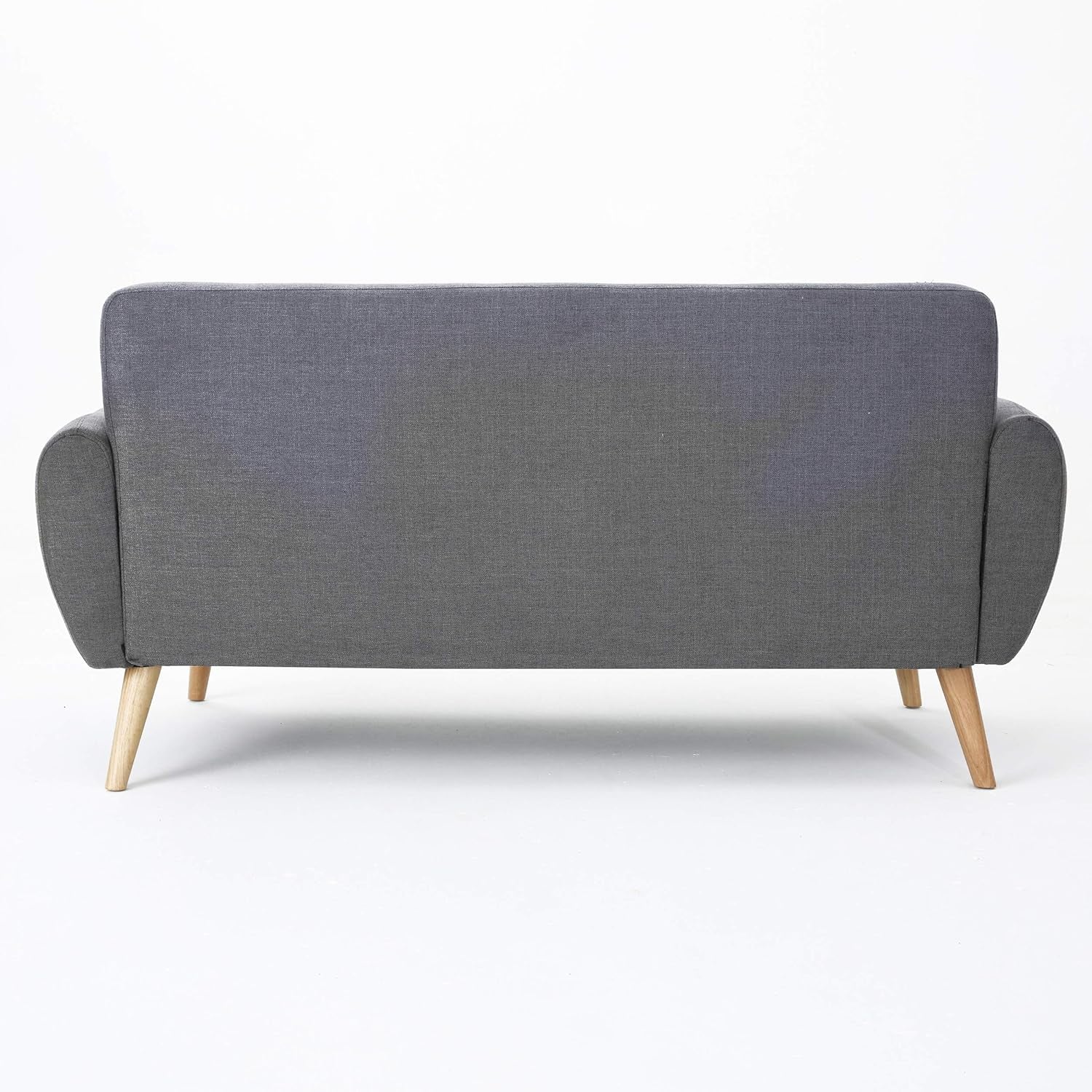 Josephine Mid-Century Modern Petite Fabric Sofa, Dark Grey / Natural