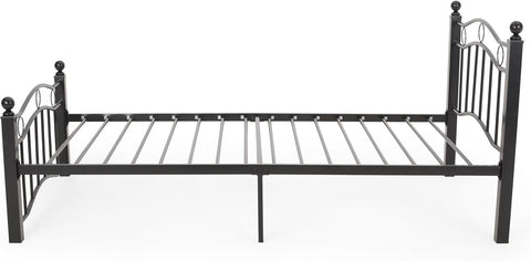 Bouvardia Contemporary Iron Twin Bed Frame, Flat Black