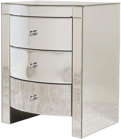 Roxie Mirrored Three-Drawer Side Table, Mirror