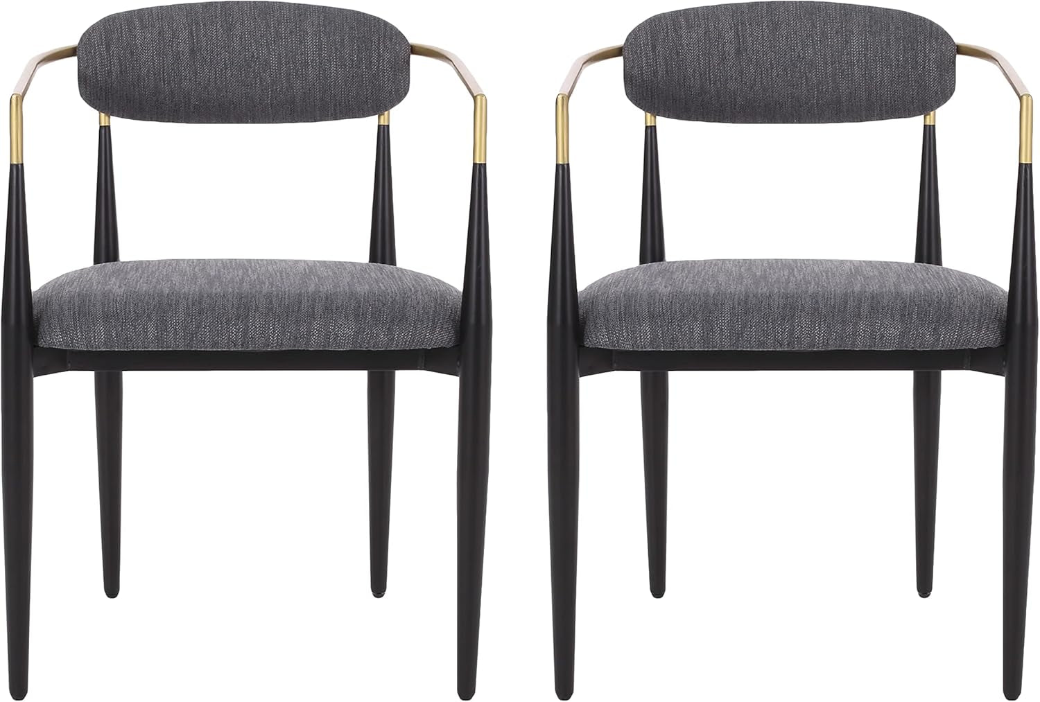 Elmore Dining Chair, 22.75 "W X 21.75 "D X 31.5 "H, Charcoal + Black + Gold