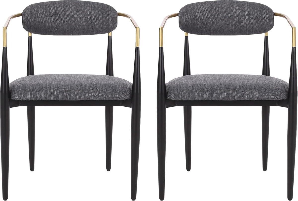 Elmore Dining Chair, 22.75 "W X 21.75 "D X 31.5 "H, Charcoal + Black + Gold