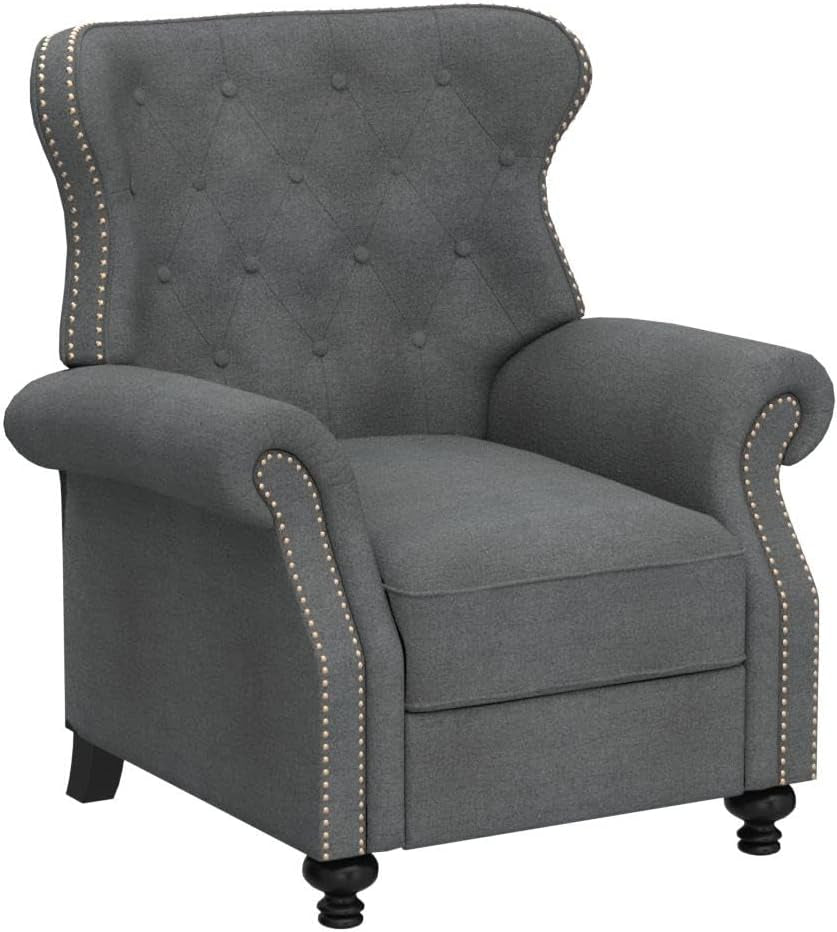 Walder Tufted Fabric Recliner, Charcoal