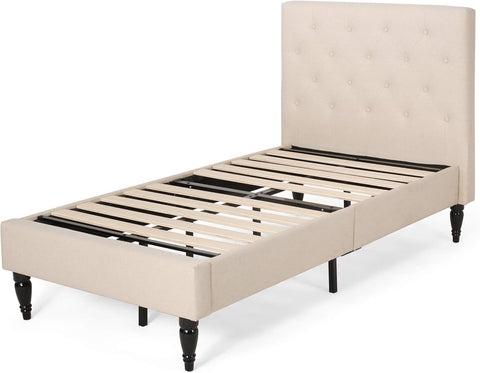 Lydia Twin Bed Platform, Beige, Black