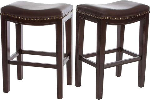 Avondale Backless Faux Leather Counter Stools, 2-Pcs Set, Brown