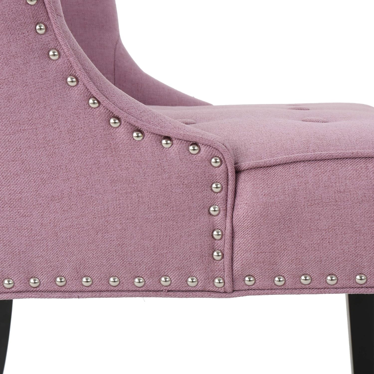 Adelina Occasional Chair Wing Back Nail Head Accents Button Tufted Corded Fabric Lavender, Light Lavendar