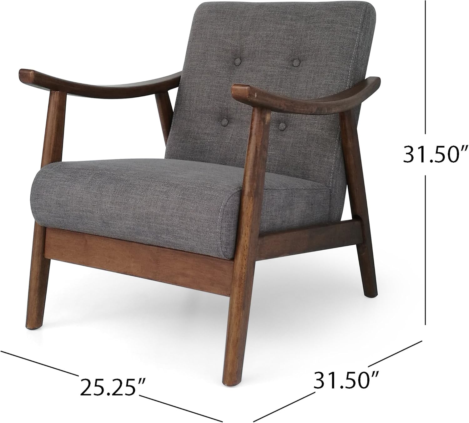 Taya Mid-Century Modern Chat Set, Medium, Dark Gray/Brown