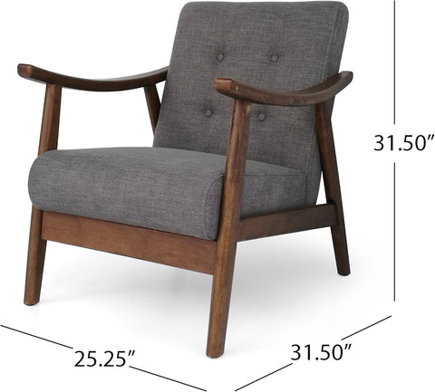 Taya Mid-Century Modern Chat Set, Medium, Dark Gray/Brown