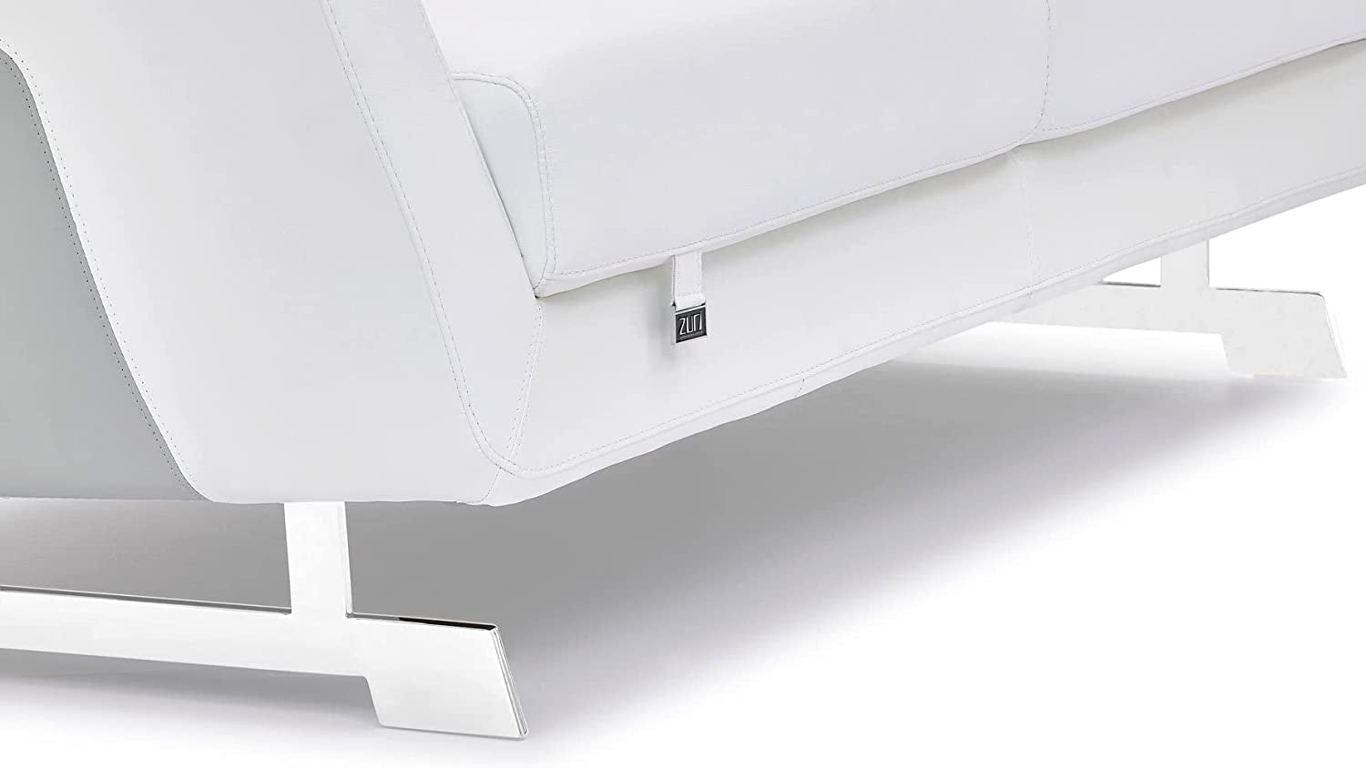 Furniture Modern Armondo Sofa in Two Tone White Microfiber Leather and Grey Accent