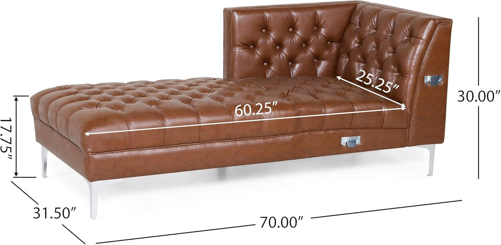 Tignall Sectional, Cognac Brown + Silver