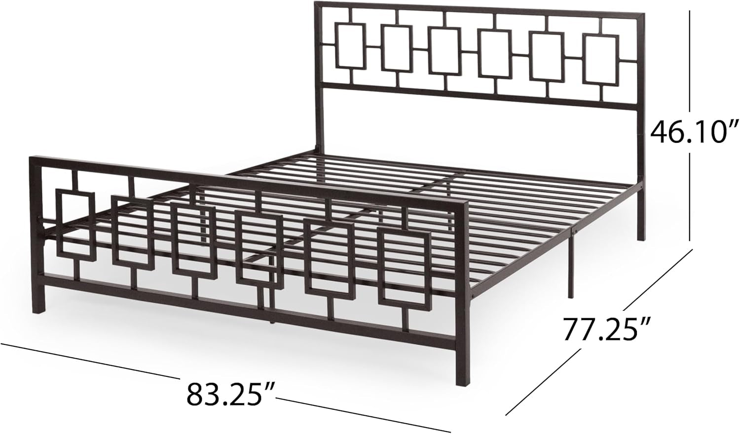 Claudia Modern Iron King Bed Frame, Hammered Copper